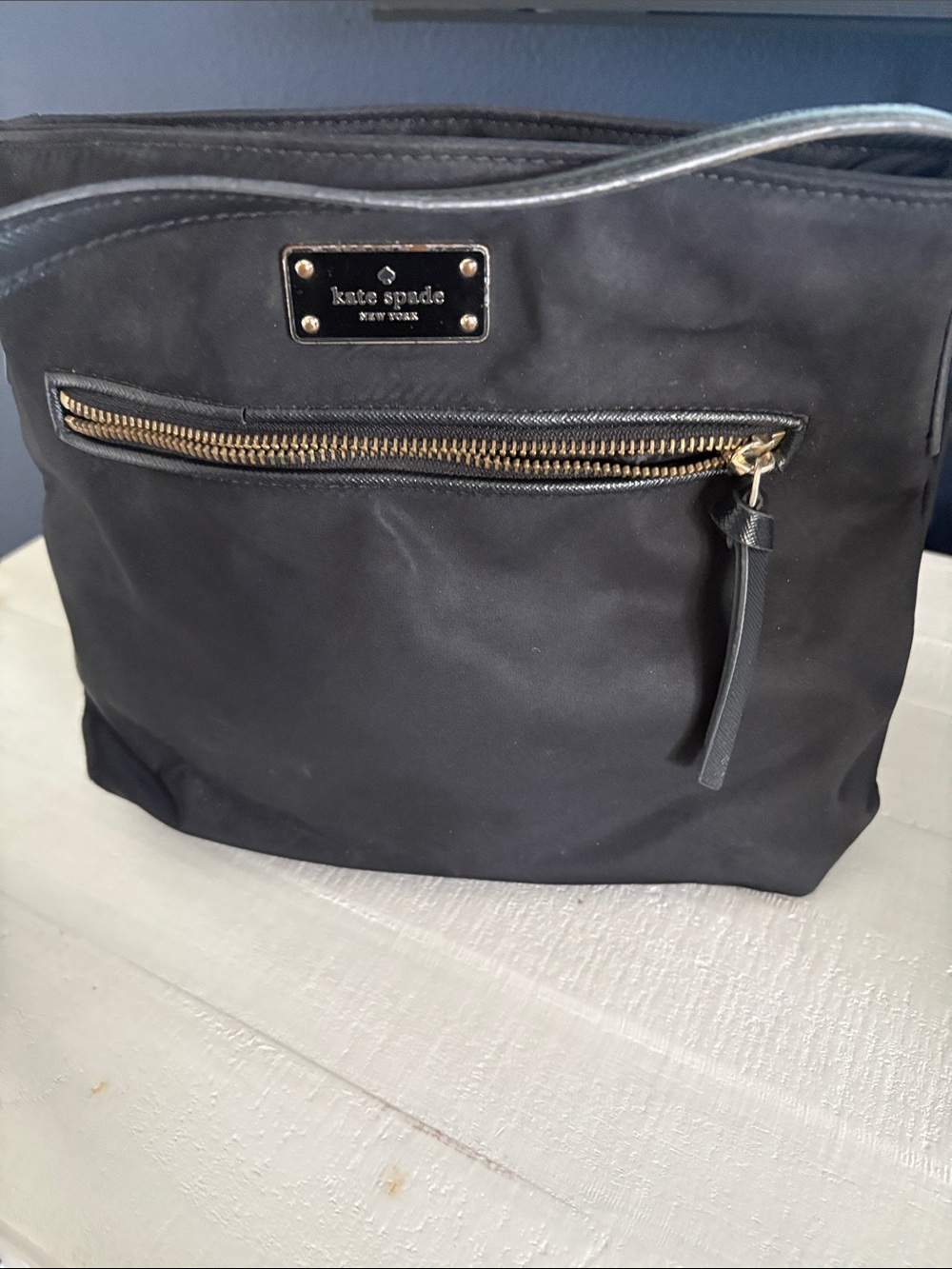 kate spade Black Nylon Shoulder Bag with Gold Hardware